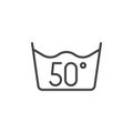 50 C or 120 F, water temperature washing vector icon Royalty Free Stock Photo