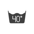 40 C or 105 F, water temperature washing vector icon