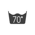 70 C or 160 F, water temperature washing vector icon