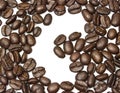 The C gap brown roasted coffee beans isolated on white background Royalty Free Stock Photo