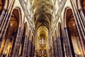 Gothic architecture interior of St. Vitus cathedral