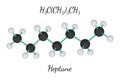 C7H16 heptane molecule Royalty Free Stock Photo