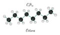 C8H18 octane molecule Royalty Free Stock Photo