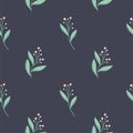 Floral vector seamless pattern. Delicate botanical wallpaper. Repeatable background with leaves. Royalty Free Stock Photo