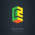 C2 initial logo. C and 2 initial monogram logotype. Vector design element or 3d icon.