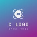 c initial space force logo design galaxy rocket vector in gradient background Royalty Free Stock Photo