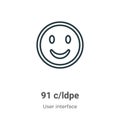 91 c/ldpe outline vector icon. Thin line black 91 c/ldpe icon, flat vector simple element illustration from editable User