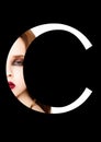 C letter beauty makeup girl creative fashion font