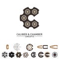 C letter Caliber and Chamber concepts symbol set