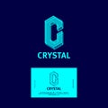 C Letter. Crystal logo. C monogram. Letter C as a transparent crystal. Business card.