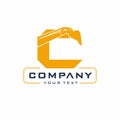 C Letter Excavator Logo Design Vector Royalty Free Stock Photo