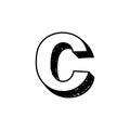 C letter hand-drawn symbol. Vector illustration of a small English letter c. Hand-drawn black and white Roman alphabet