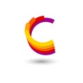 C letter. Letter C consist of some dynamic curl shapes. C monogram.