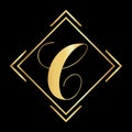 C Letter logo, C logo design, C icon design golden vector image