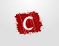 C Letter Logo in Red Square Grunge Element. Retro Rusty Square logo design template