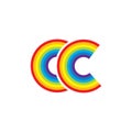 C Letter rainbow Template vector icon design