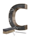 `C` letter shaped chalkboard