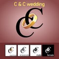 C and C Letter With Wedding Ring Logo. - Vector Royalty Free Stock Photo