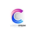 C logo template, 3d colorful design illustration, simple logos