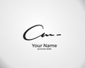 C M CM initial logo signature vector. Handwriting concept logo.