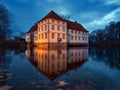 Herne, Germany 28.12.2020 - A medieval water castle surrounded by a moat today used as a museum. Struenkede Castle