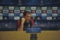 A.C. Milan coach Massimiliano Allegri at press conference in Barcelona