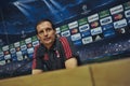 A.C. Milan coach Massimiliano Allegri at press conference in Barcelona