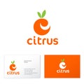 C monogram. Citrus logo. Letter C like citrus with leaves.