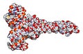 c-Myc and Max transcription factors bound to DNA. 3D illustratio