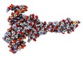 c-Myc and Max transcription factors bound to DNA. 3D illustration