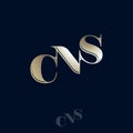 C, N, S Golden monogram. C, N and S combined letters logo.