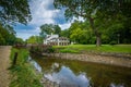 The C & O Canal, and Great Falls Tavern Visitor Center, at Chesapeake & Ohio Canal National Historical Park, Maryland. Royalty Free Stock Photo