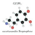 C8O3NH11 Norepinephrine molecule