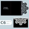 C6 paper openwork greeting card, wedding invitation, template for cutting