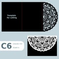 C6 paper openwork greeting card, wedding invitation, template for cutting, lace invitation Royalty Free Stock Photo