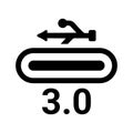 C, plug, type icon. Black vector graphics