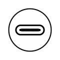 C, plug, type, usb-c, usbc icon. Black vector graphics