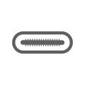 C, plug, type, usb-c, usbc icon. Gray vector graphics