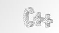 C plus coding language sign. Device, programming, developing concept. Abstract, digital, wireframe, low poly mesh