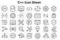 C Plus Plus Icon Sheet Vector Icons for Development Tasks Programming Language Code Royalty Free Stock Photo
