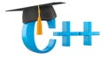C plus plus programming language with education hat, 3D rendering