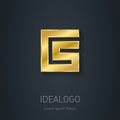 C and S initial, gold logo. Metallic 3d icon or logotype template. Vector design element.