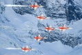 C-Series and Swis-Airforce performing a Air show at Lauberhorn ski world cup