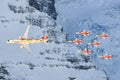 C-Series and Swis-Airforce performing a Air show at Lauberhorn ski world cup