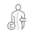 c-shaped scoliosis line icon vector illustration