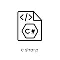 C sharp icon. Trendy modern flat linear vector C sharp icon on w