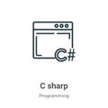 C sharp outline vector icon. Thin line black c sharp icon, flat vector simple element illustration from editable programming