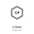 C sharp outline vector icon. Thin line black c sharp icon, flat vector simple element illustration from editable programming