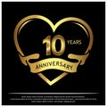 10 years anniversary golden. anniversary template design for web, game ,Creative poster, booklet, leaflet, flyer, magazine, invita Royalty Free Stock Photo