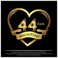 44 years anniversary golden. anniversary template design for web, game ,Creative poster, booklet, leaflet, flyer, magazine, invit